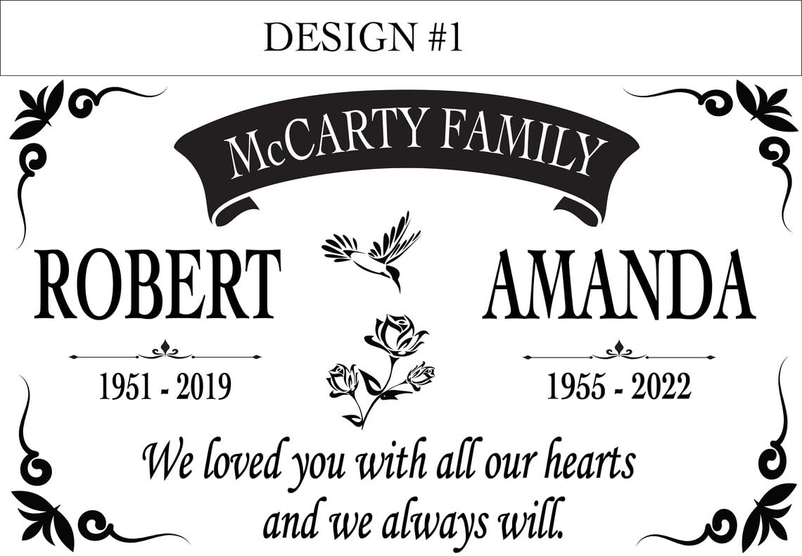 Custom Memorial Granite Thick Stone 12x24 inches Memorial Grave Marker Headstone Garden Marker Cemetery Standard