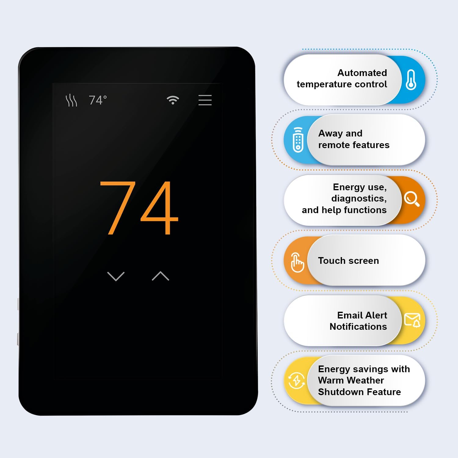 SunStat CommandPlus Touchscreen Programmable Smart Wi-Fi Thermostat for Electric Floor Heating Systems, 4.3" Screen