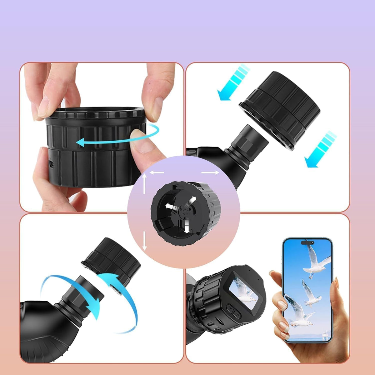 64GB Digital Eyepiece Telescope Camera: 2K HD Video Recording & WiFi Telescope Microscope Accessory, 25-50mm Eyepiece