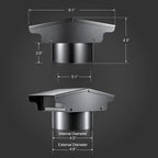 4 Inch Roof Vent Cap w/Damper, Fits SCH 40 Pipe