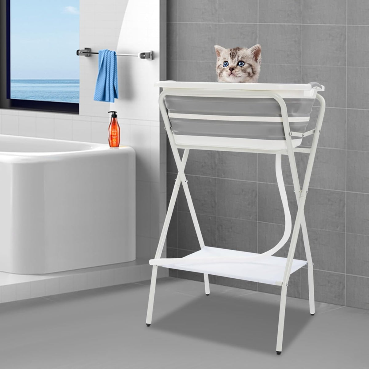 Dog Bathtub 110lbs Foldable Portable Elevated Dog Washing Station