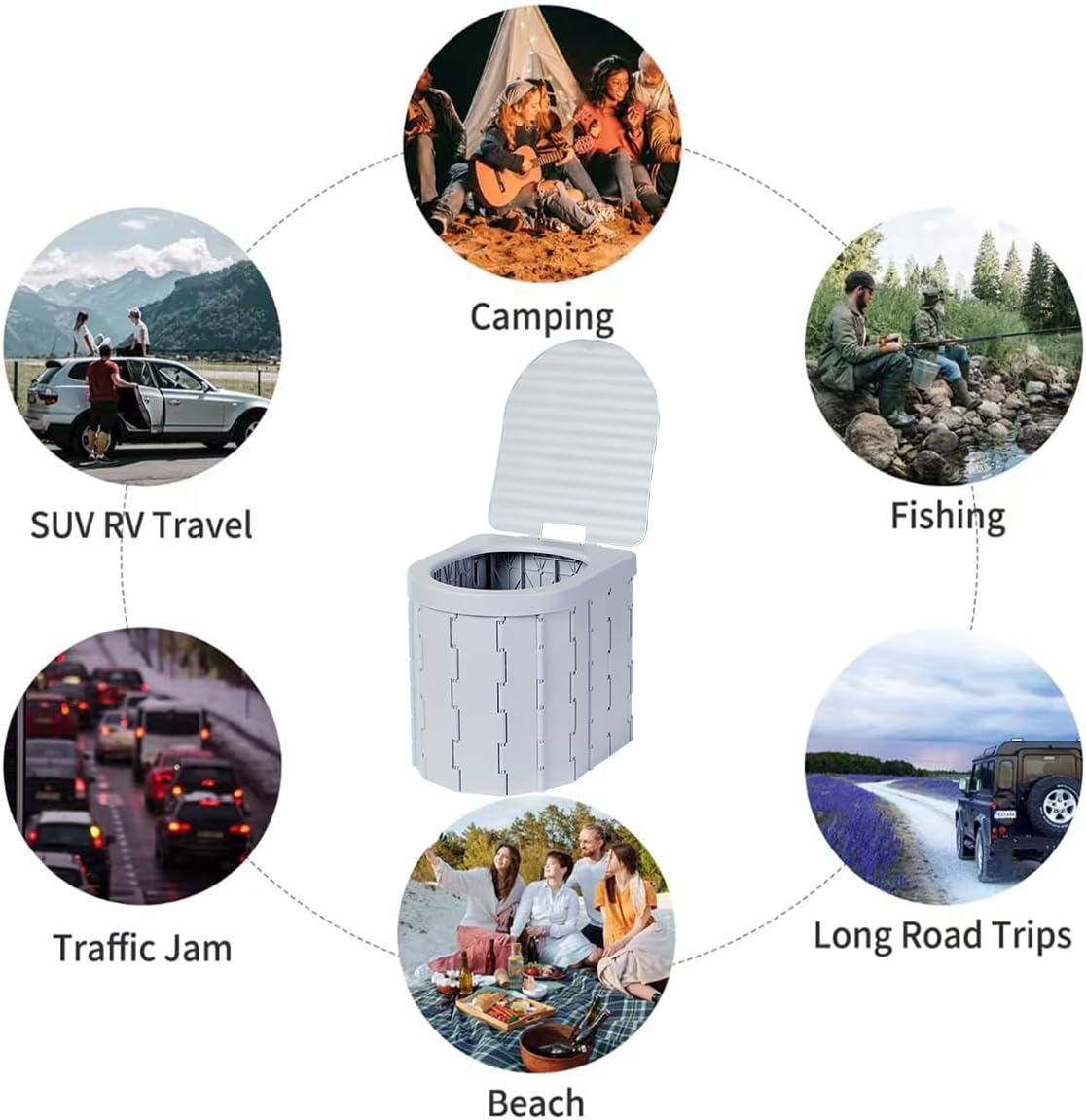 Portable Toilet Kit, Camping Toilet with Pop-Up Privacy Tent Toilet Bags, Washable Portable Outdoor Showers Changing
