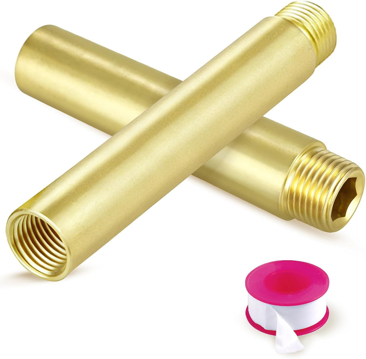 4" Length Brass Pipe Extender, 1/2" NPT Thread Pipe Fittings Long Nipple