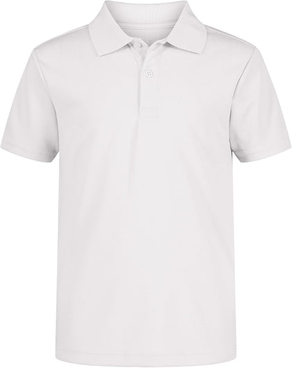 Boys' School Uniform Short Sleeve Polo Shirt, Button Closure, Moisture Wicking Performance Material
