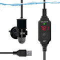 USB 10W Mini Submersible Aquarium Heater Adjustable Fish Tank Heater | Used for 0.5-1 Gallons, Built-in Thermometer