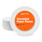 9" Uncoated White Paper Plates, Microwave Safe, 100 Count
