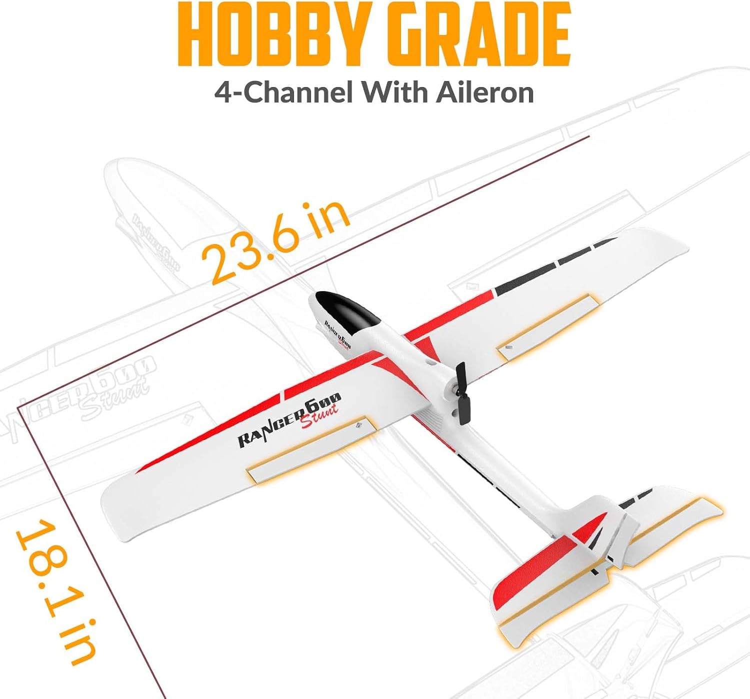 VOLANTEXRC RC Glider Plane 4CH, New Version Remote Control Airplane with 6-Axis Gyro for Beginners, 3 Flight Modes &