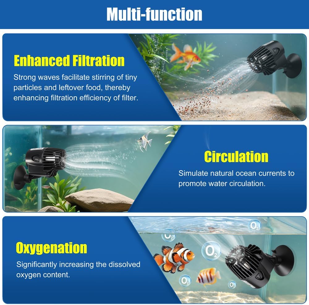 3W Aquarium Circulation Pump Mini Fish Tank Wave Maker Submersible Powerhead Quiet Water Pump With Suction Cups