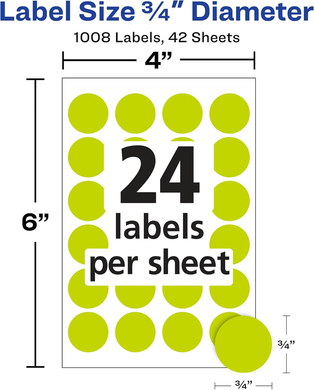 Removable Color-Coding Labels, 3/4" Diameter, Neon Yellow, Laser, 1,008 Total (5470)