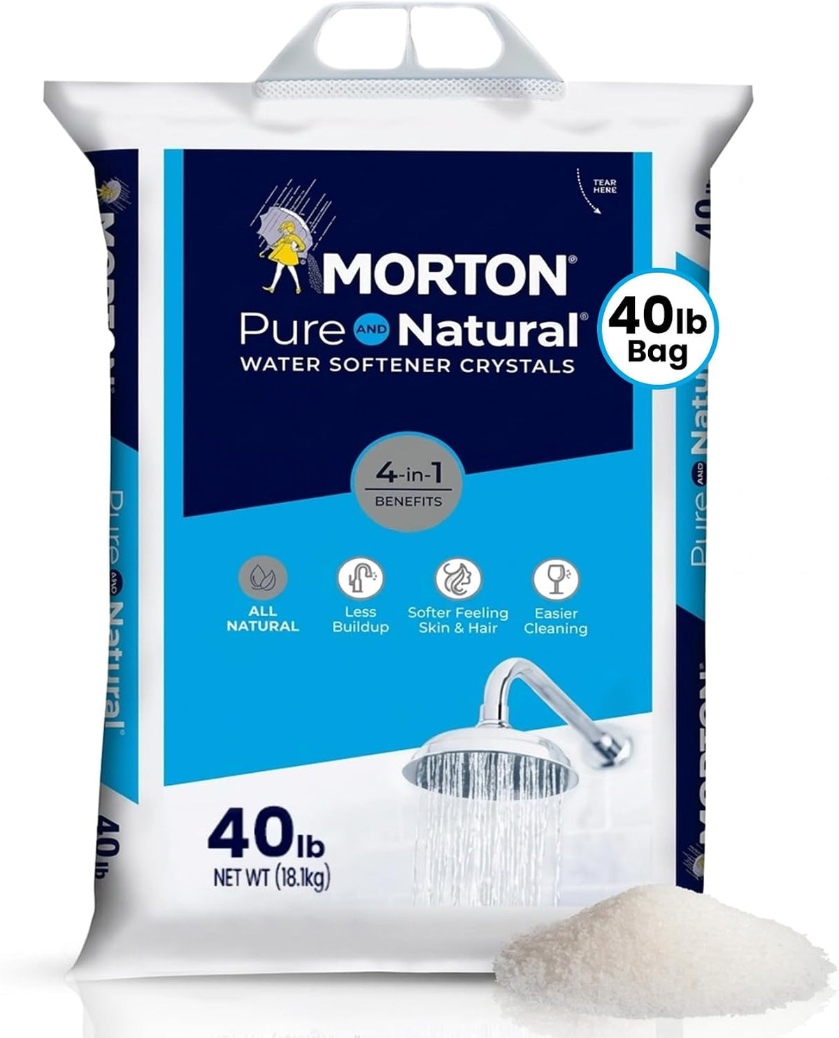 Morton Water Softener Salt Crystals, Solar Salt, 40 lb Bag