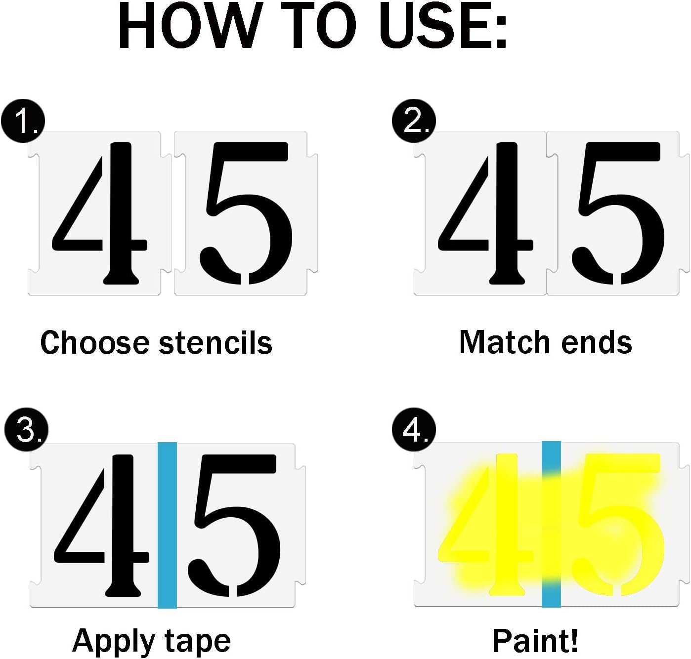 6 Inch Curb Stencil Kit 0-9 Address Number Stencils, 20Pcs Reusable 14 Mil Mylar Plastic Templates for Painting on