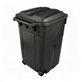 45 Gallon Heavy Duty Wheeled Outdoor Trash Can, Rubbish Bin with Attached Lid, with Easy-Grip Handle, Garbage Can for