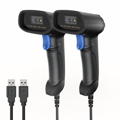 2 Pack Handheld 2D USB Barcode Scanner, Wired QR Code Scanner PDF417 Data Matrix Bar Code Reader with Long USB Cable