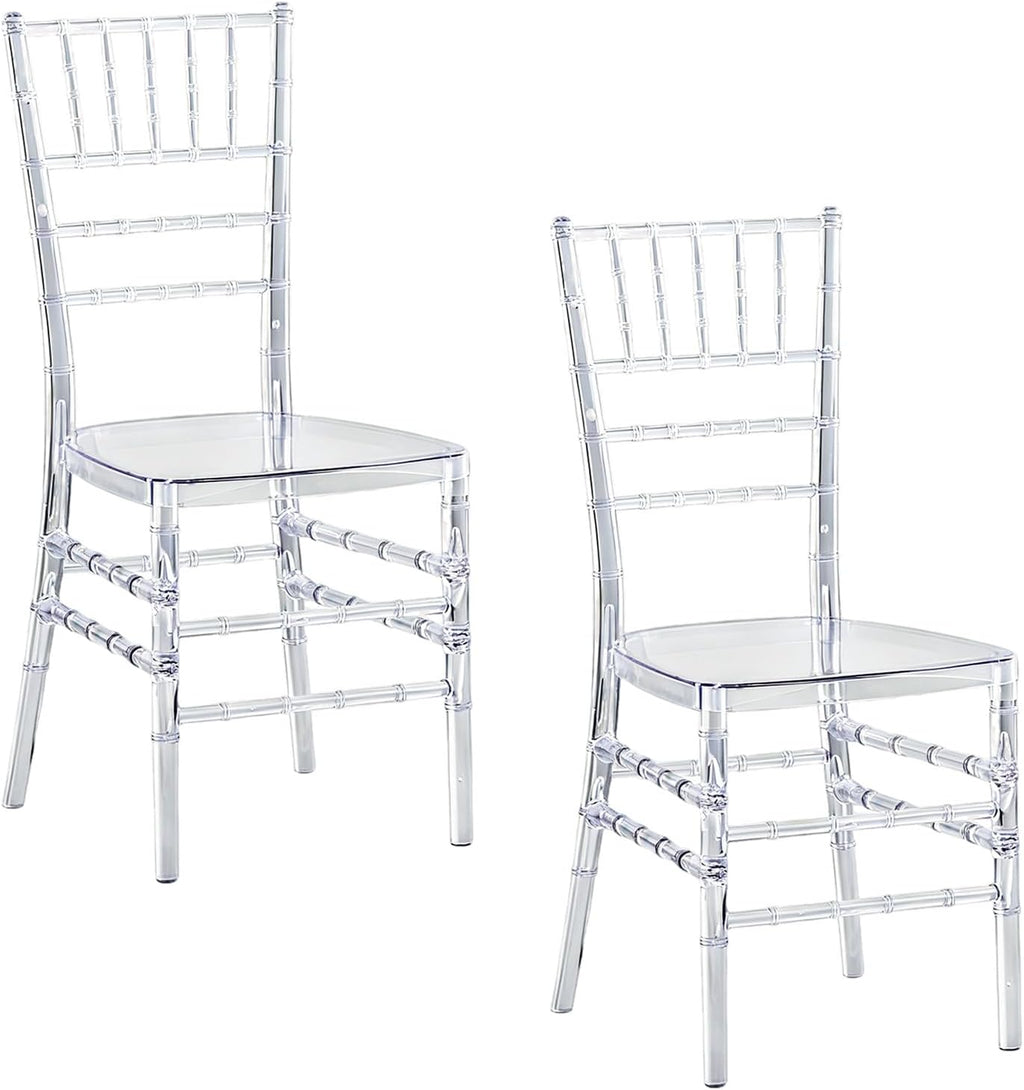 GD 2 Pack Clear Acrylic Chiavari Chairs Crystal Modern Dining Chair Stackable