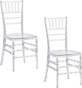 GD 2 Pack Clear Acrylic Chiavari Chairs Crystal Modern Dining Chair Stackable