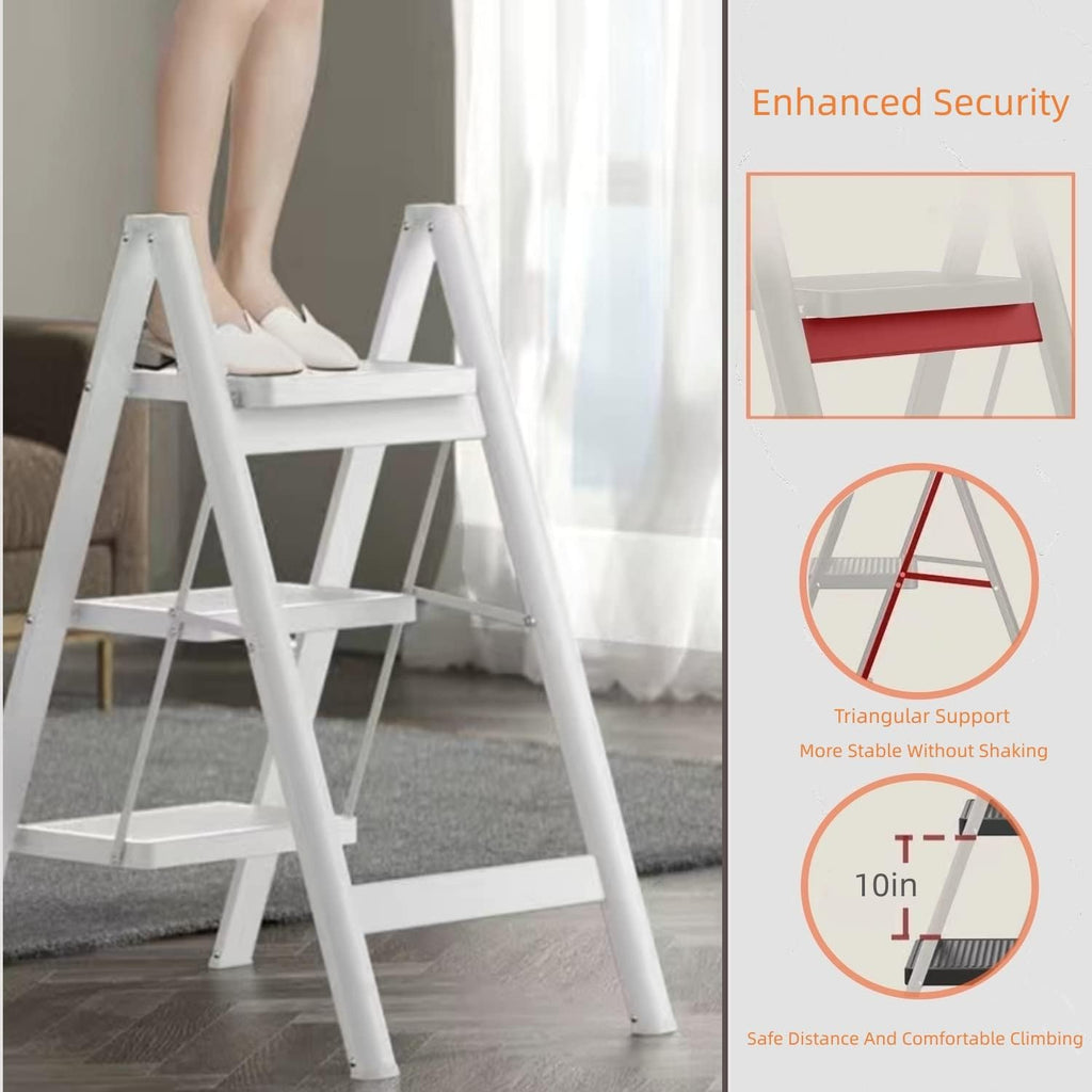3 Step Ladder,Folding Step Stool with Wide Anti-Slip Pedal,330lbs Load Capacity,Lightweight and Portable for Kitchen