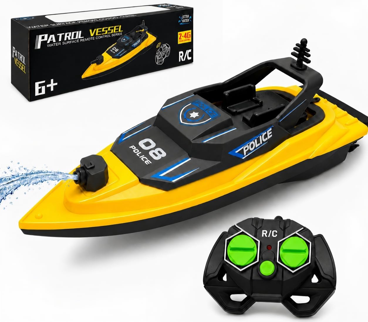 RC Boat with Water Spray, 2.4GHz Racing Toy for Pools and Lakes | Easy-to-Control, Summer Outdoor Gift for Boys &