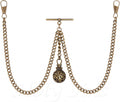 Made in The UK Bronze Colour Double Albert Pocket Watch Chain with Hollow Pendant