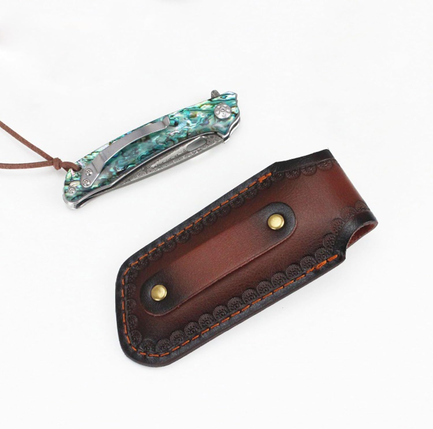 Shop Knife Sheaths, 5.1" Pocket Knife Sheath for Belt, Leather Knife Sheath for Belt, Pocket Knife Holder, Leather