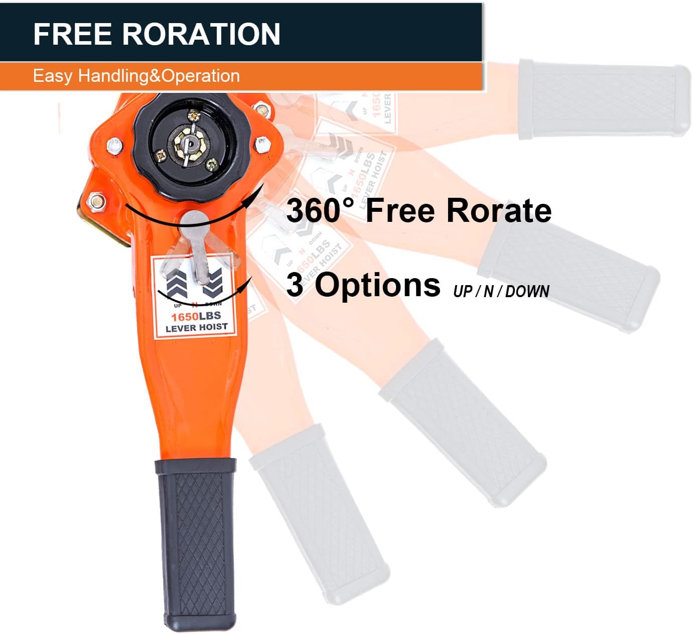 Lever Chain Hoist 1650lbs 10ft 3/4 ton Come Along Ratchet Puller Hoists for Heavy Duty Lifting