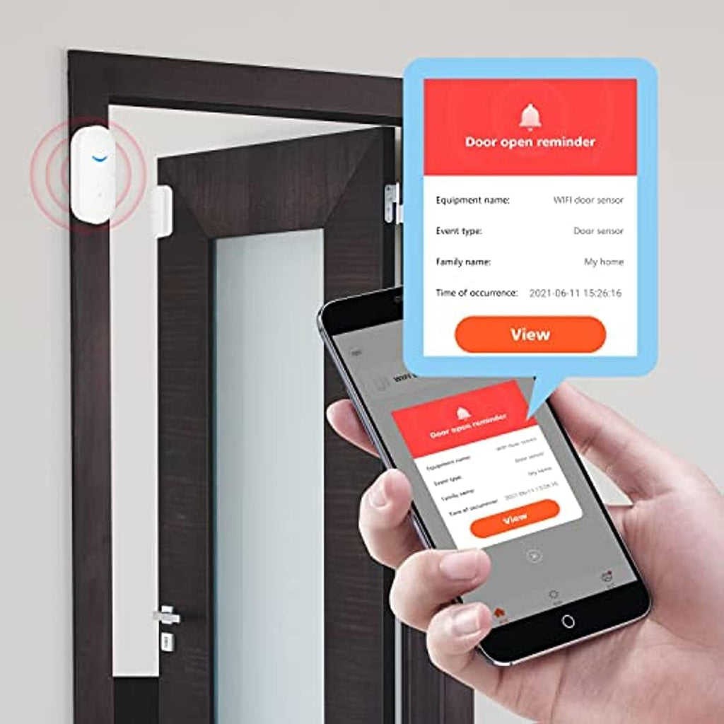 4-Pack Smart Door/Window Sensor: WiFi Alarm, Wireless Alerts, Compatible with Alexa/Google Assistant
