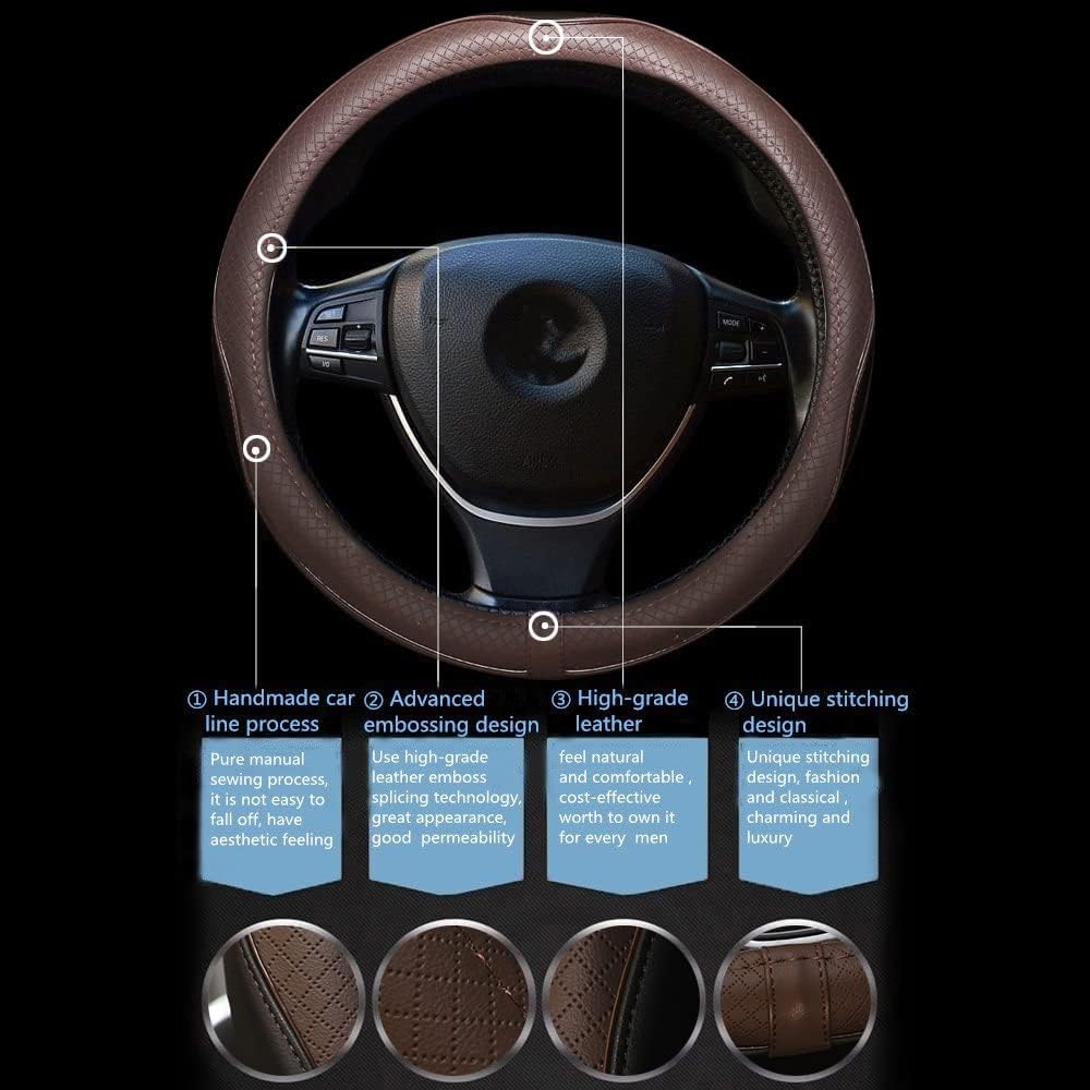 Gomass Car Steering Wheel Cover, Anti-Slip, Safety, Soft, Breathable, Heavy Duty, Thick, Full Surround, Sports Style