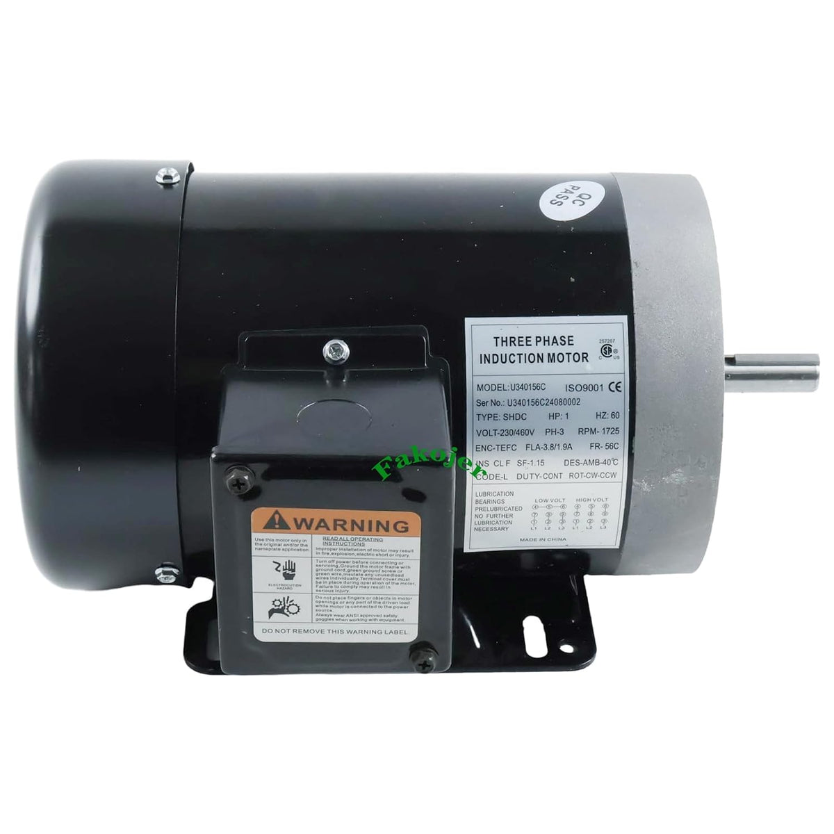 1 HP Three Phase 56C Frame 1725 RPM General Purpose Electric Motor