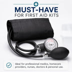 Professional Black Adult Size Blood Pressure Monitor, 8.7”-16.5", Aneroid Sphygmomanometer Medical Supplies, Manual