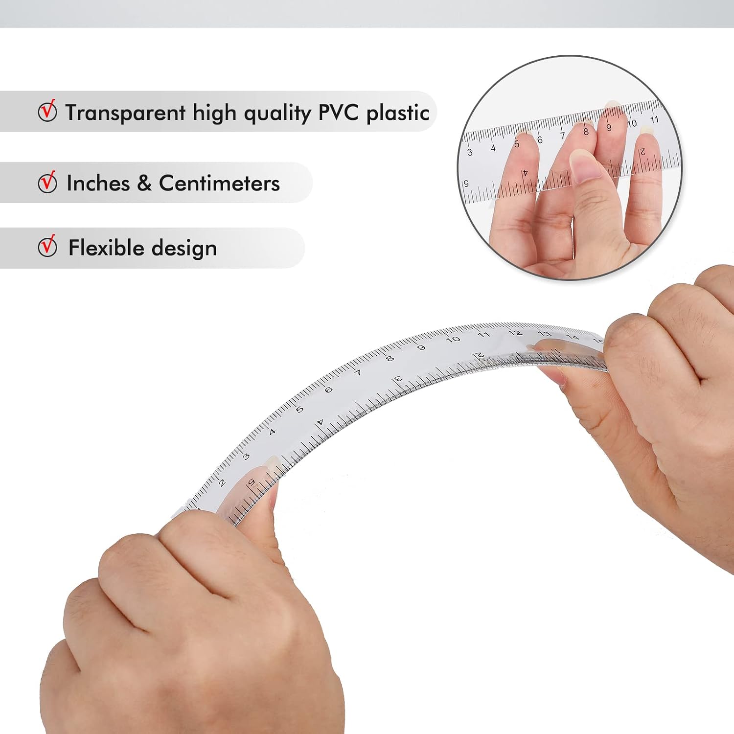 3 Pcs Plastic Ruler 6 Inch Protractor Drawing Compass Set, Student Geometry Math Transparent Measuring Tools for Home
