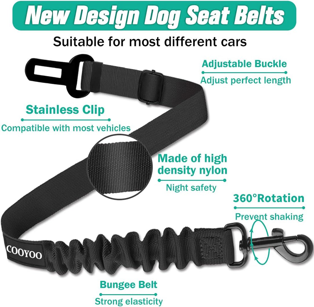 Dog Seat Belt,3 Piece Set Retractable Dog Car Harness Adjustable Dog Seat Belt for Vehicle Nylon Pet Safety Seat