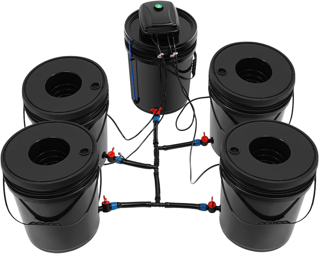 DWC Hydroponics Growing System Kit, 5 Gallon 4 Buckets Recirculating Deep Water Culture and Top Drip Hydroponic