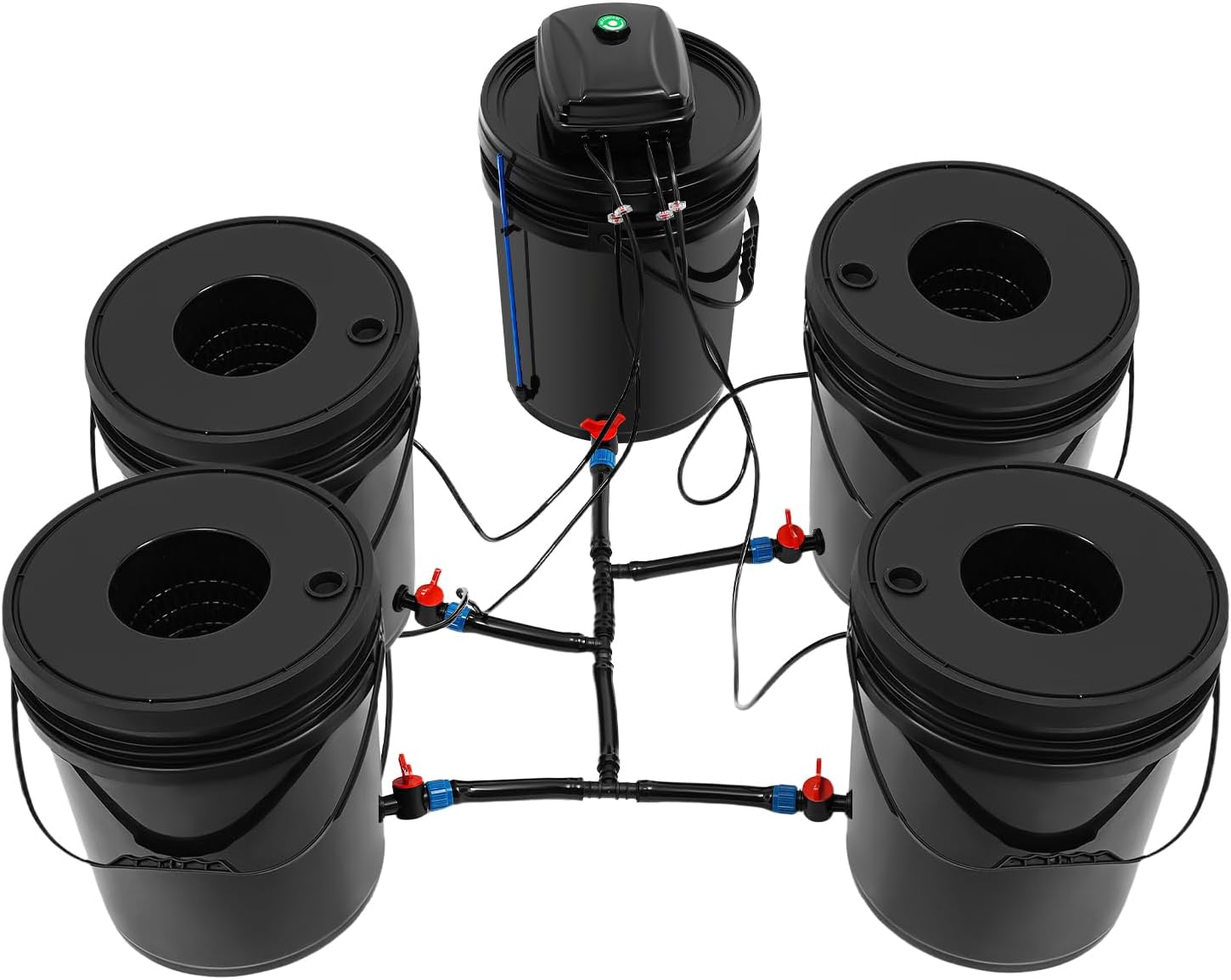 DWC Hydroponics Growing System Kit, 5 Gallon 4 Buckets Recirculating Deep Water Culture and Top Drip Hydroponic