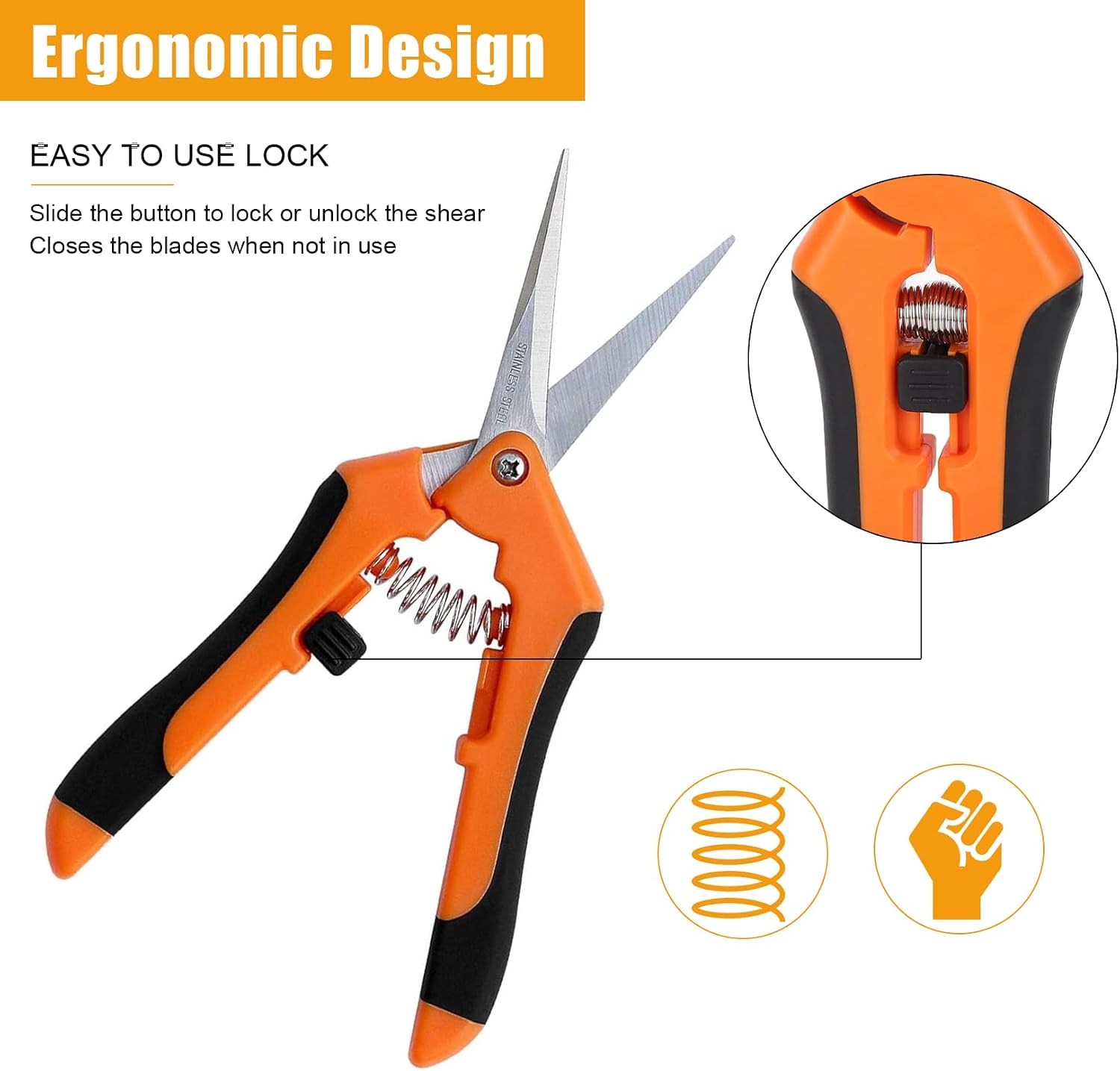 2 x Garden Pruning Shears Straight Tip Harvesting Shears with Stainless Steel Blades Small Pruning Shears Bonsai