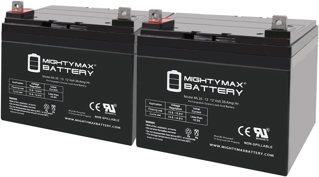 Mighty Max Battery 12V 35AH SLA Replacement Battery for Pride Victory Scooter - 2 Pack