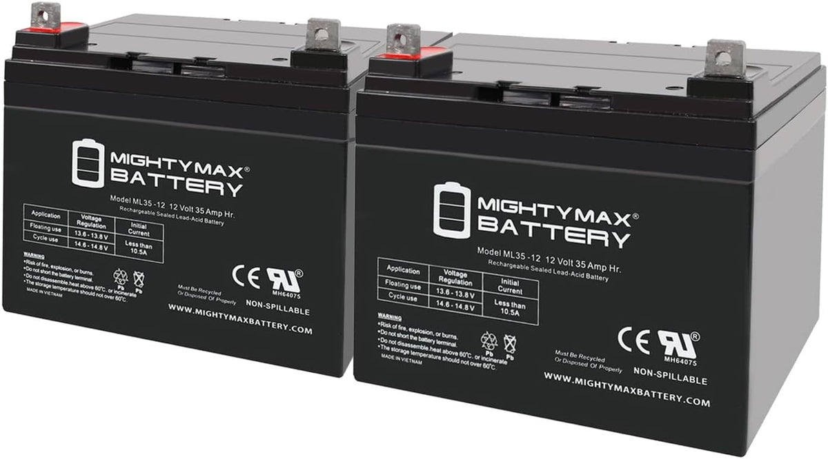 Mighty Max Battery 12V 35AH SLA Replacement Battery for Pride Victory Scooter - 2 Pack