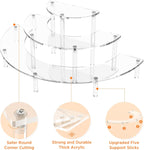 3 Tier Acrylic Display Risers 1 Pack, Half Moon Cupcake Stand | Clear Perfume Organizer, Dessert Stand for Display