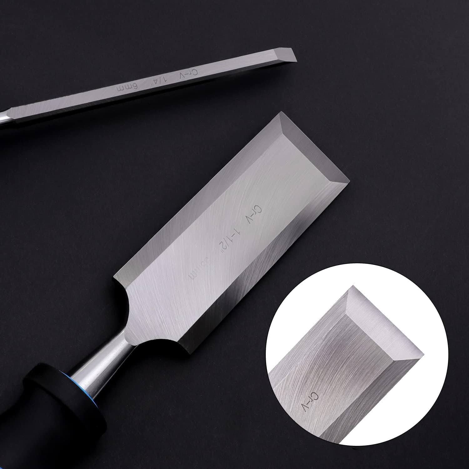 8-Piece Wood Chisel Set for Woodworking, with Honing Guide, Sharpening Stone and Storage Case, 1/4" - 1-1/2"