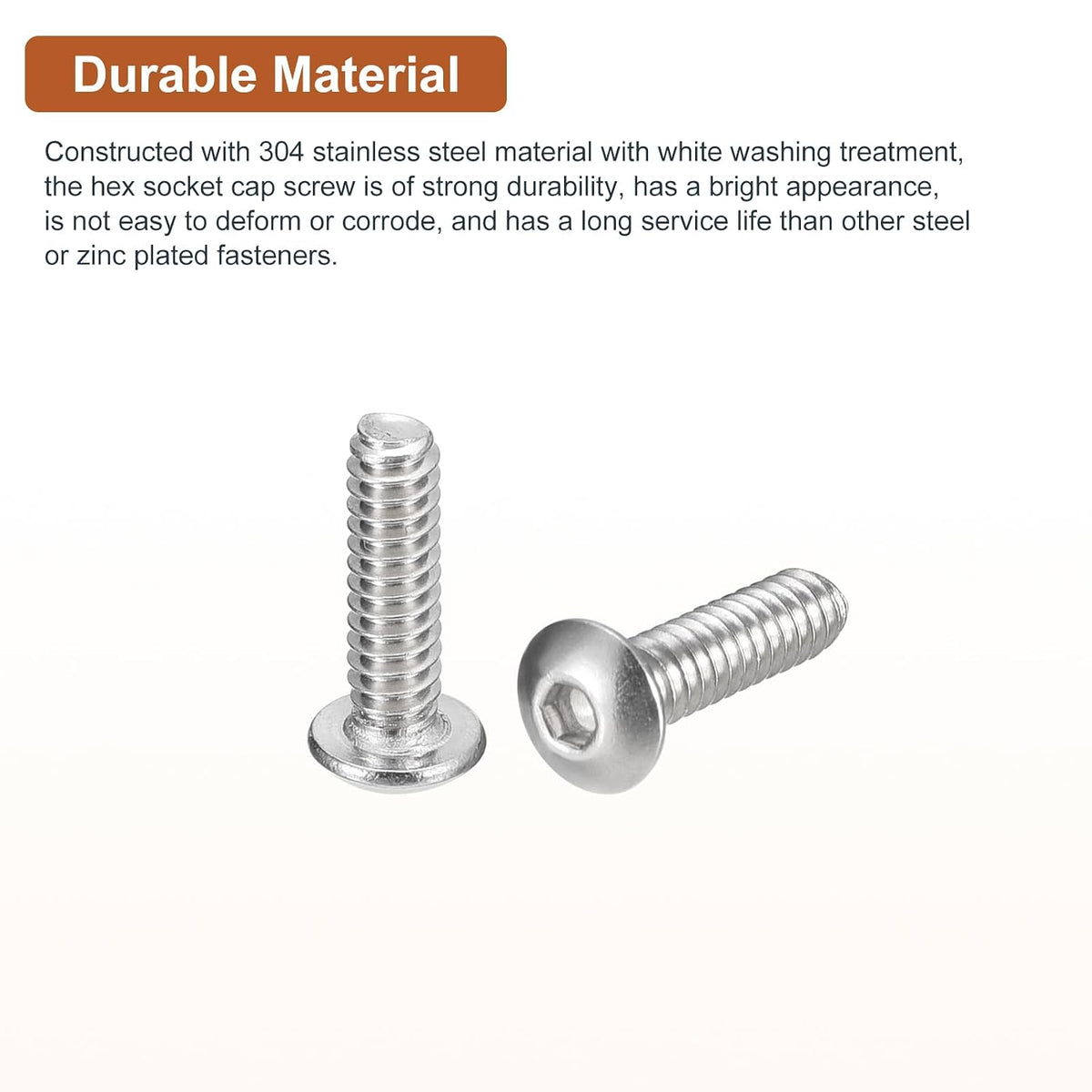 DTGN #6-32x1/2 Button Head Socket Cap Screws - 100Pack - Good for Machine - 304 Stainless Steel 18/8 - Hex Drive Full Thread UNC Fasteners
