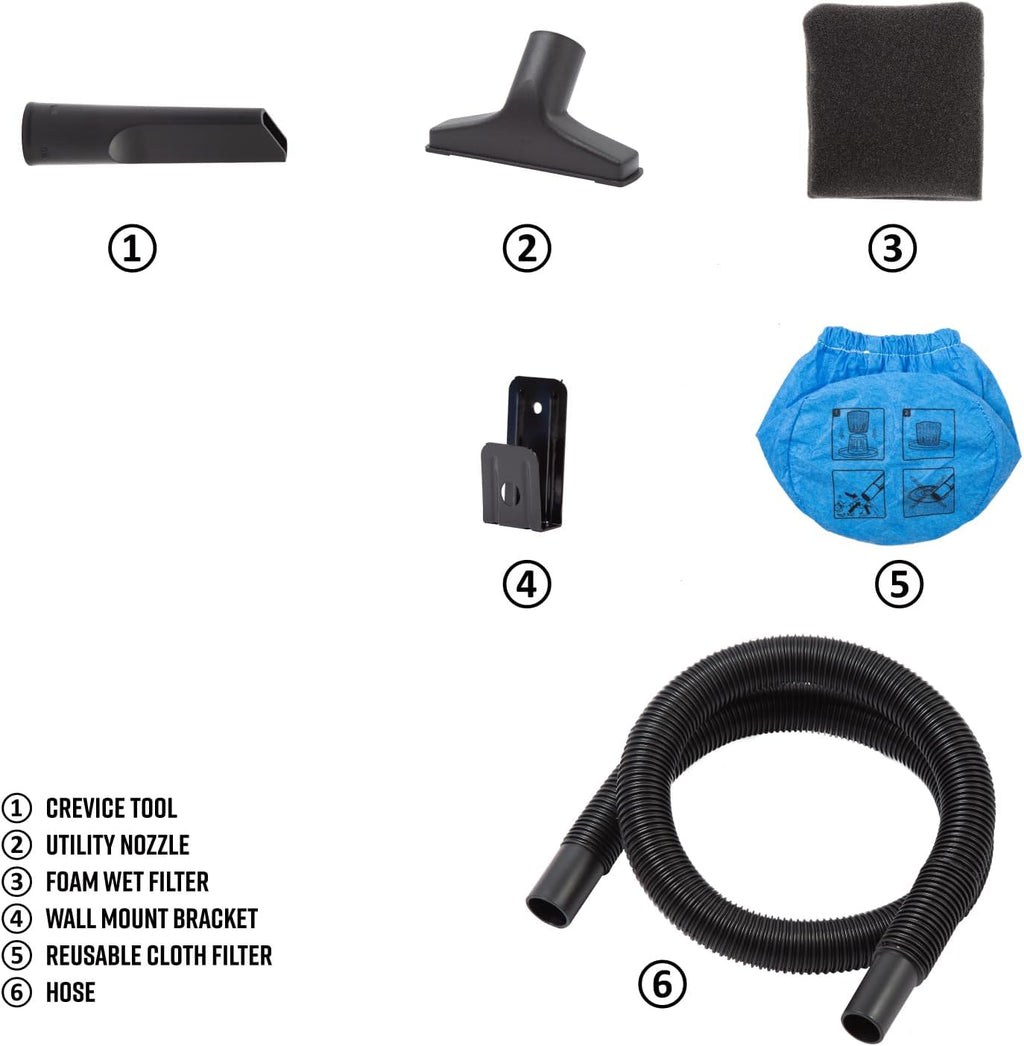 AA155 1.5-Gallon 2 Peak HP Portable Wet/Dry Vacuum, Orange