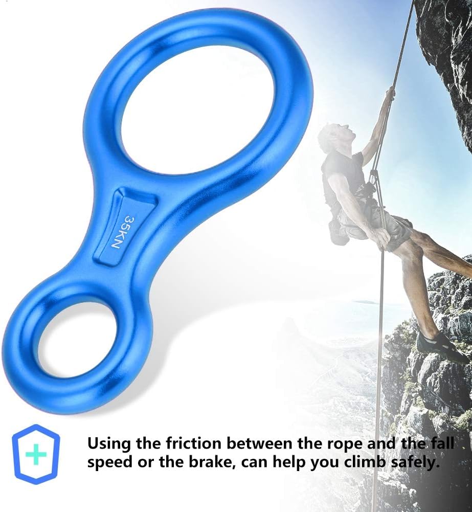 35KN Figure 8 Word Rope Descender,Rappel Ring Rock Climbing Rescue Gear for Climbing Belaying and Rappelling Device