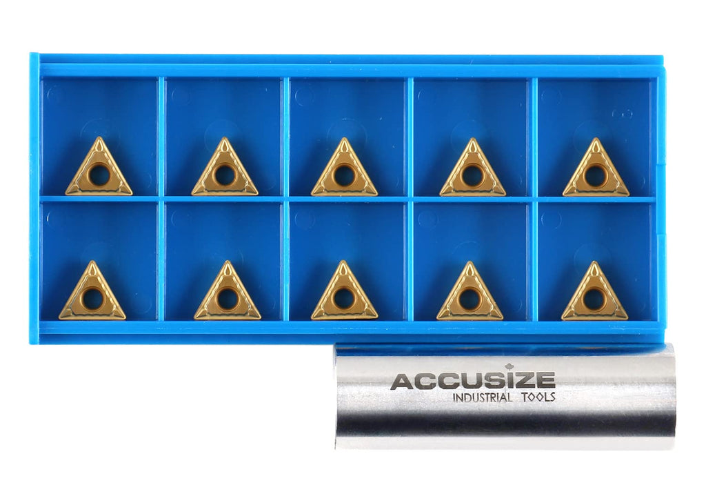 Accusize TCMT21.51 Carbide Insert, TiN Coated, 1/4 in I.C, 10 Pack