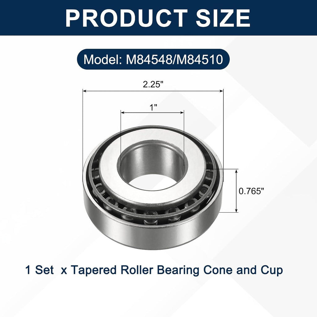 uxcell M84548/M84510 Tapered Roller Bearing Cone and Cup Set, 1" Bore