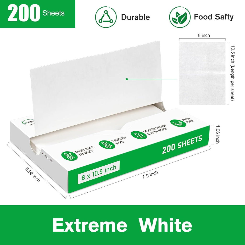 Precut POP UP Deli Paper Sheet, 200 Pack, 8" x 10.5", White