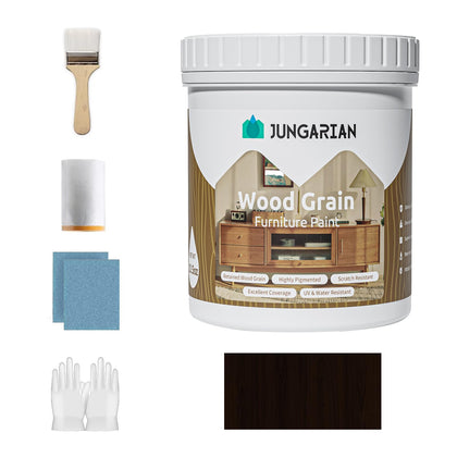 Wood Grain Furniture Paint 10.5oz with Tools - One-step No Need Prime No Need Varnish - Water-based & Low Odor