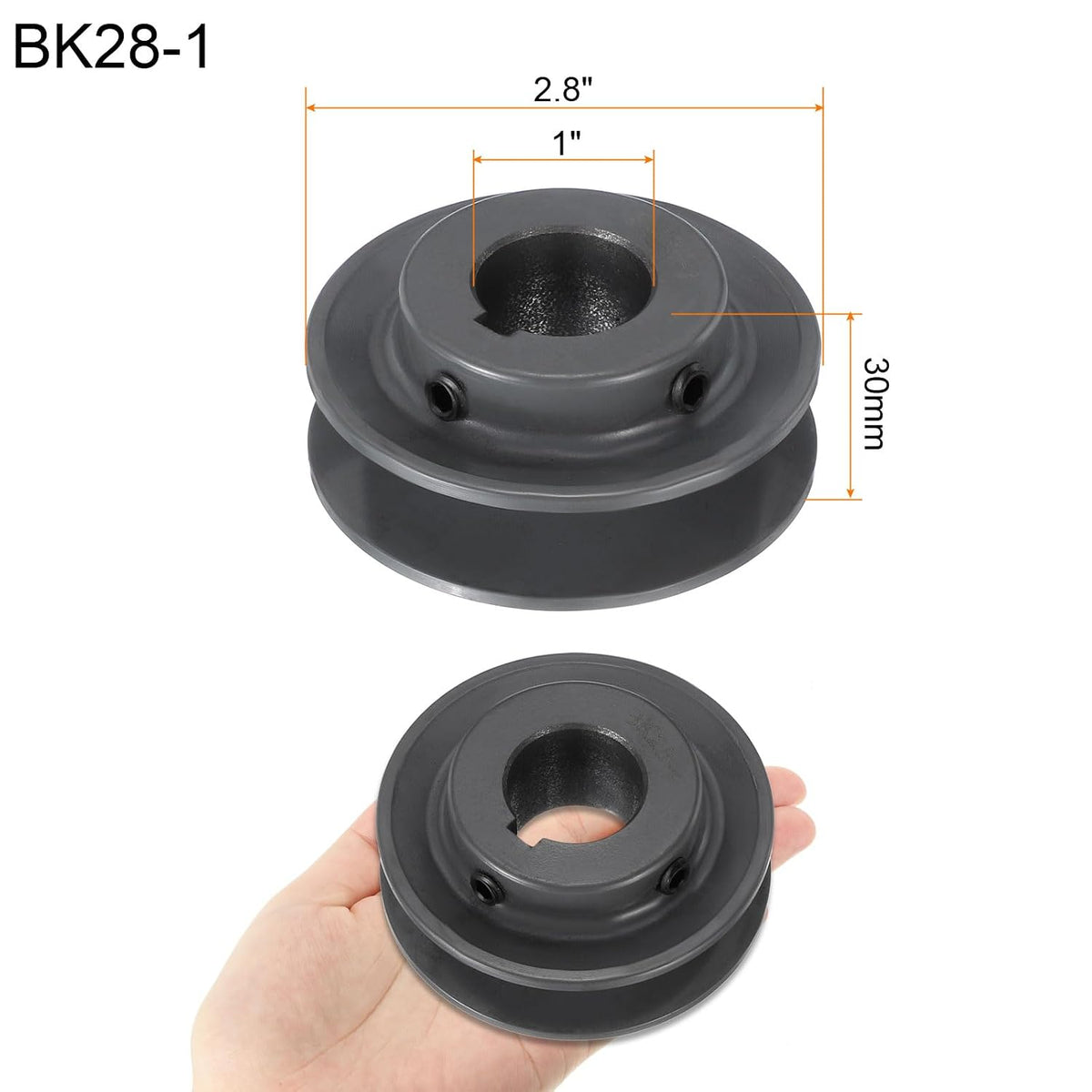 uxcell BK28-1 V-Belt Sheave 1" Bore, 2.95" OD, Single Groove Web Sheave
