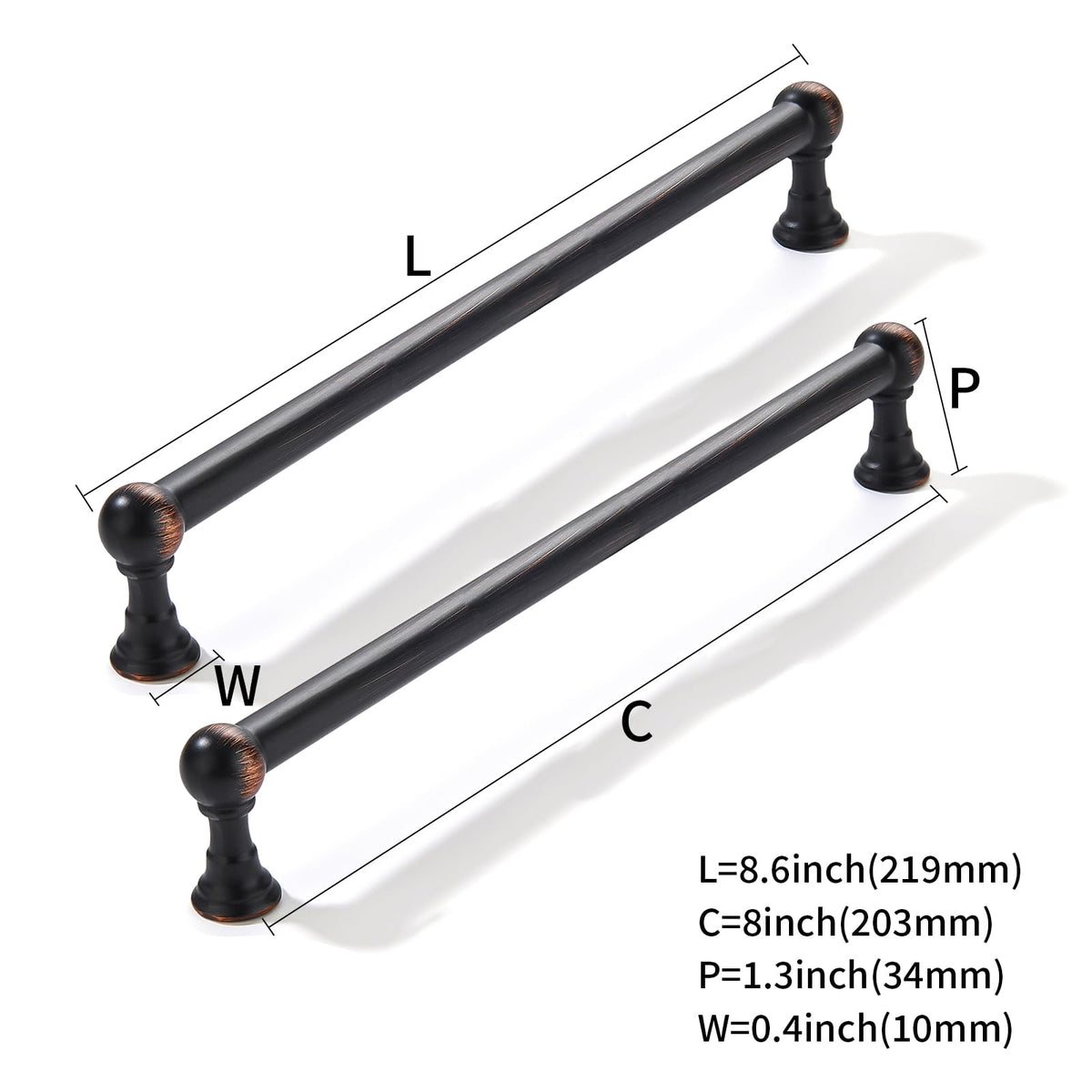 10 Pack 8 Inch Solid Kitchen Cabinet Handles Oil Rubbed Bronze Heavy Duty Cabinet Pulls Drawer Pulls Cabinet Hardware