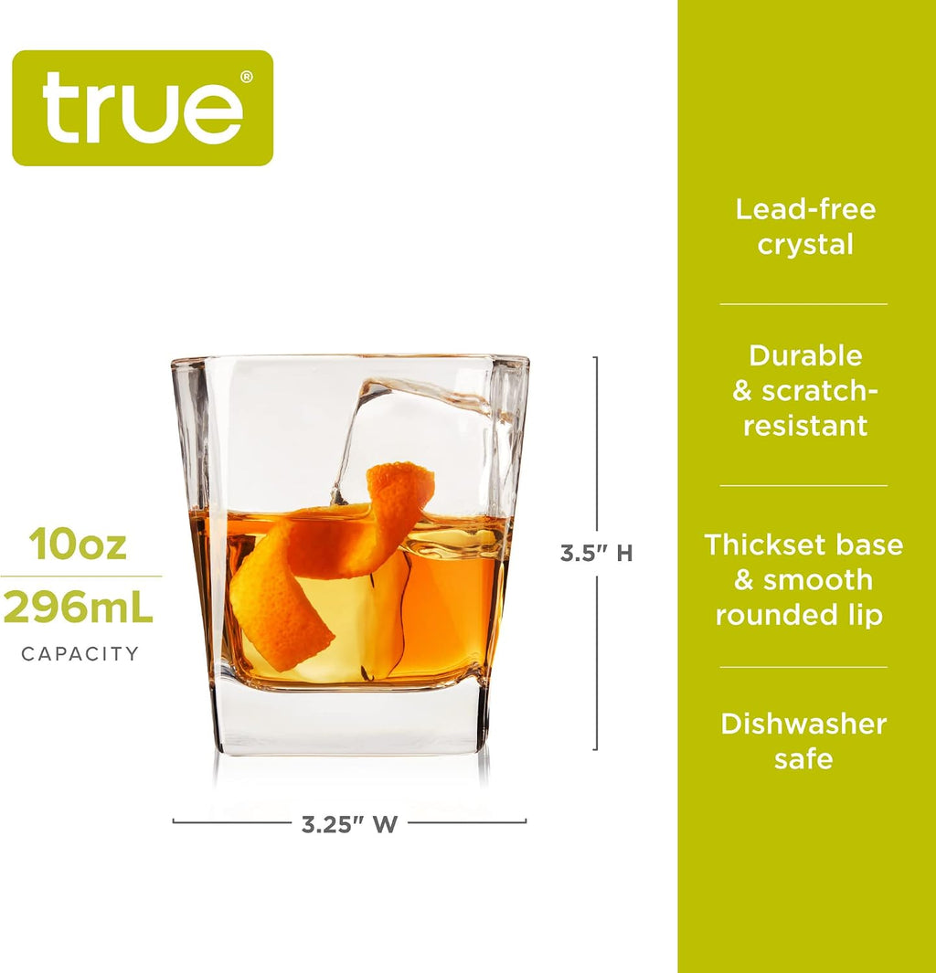 Square Rocks Glass, Old Fashioned Whiskey Glasses, Superb Drinking Cups for Cocktail Party, Home Bar, Bartender