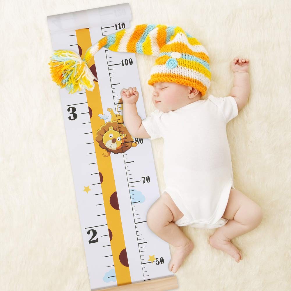 Baby Height Growth Chart, Canvas Height Chart for Kids Baby Child Toddler Boys Girls, Wood Growth Chart for Wall Room