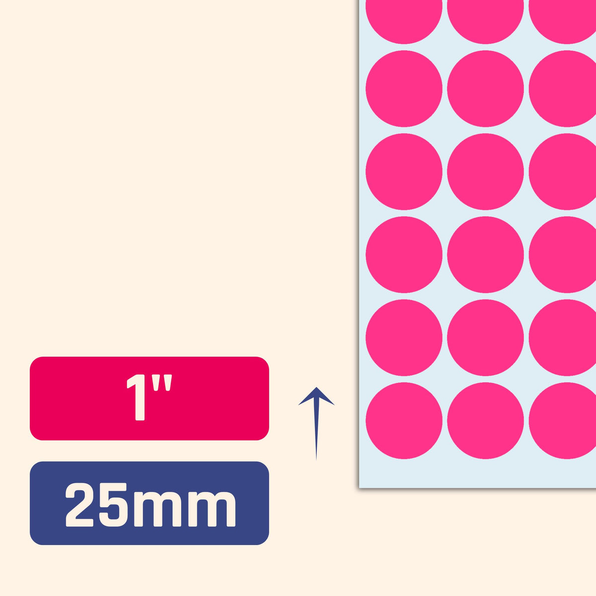 1200 Pack, 1" Round Dot Stickers Circle Labels - Pink
