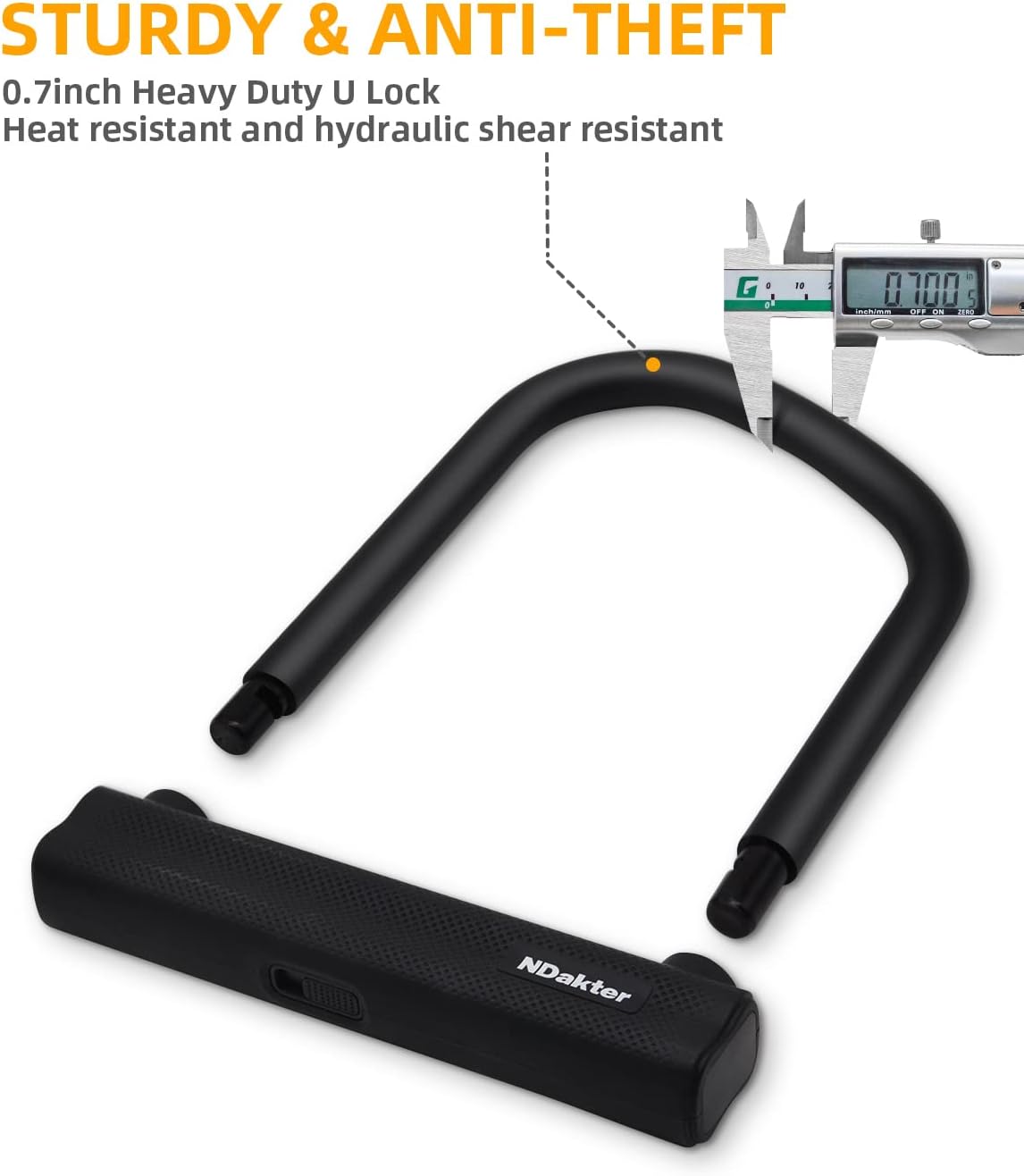 Bike Locks Heavy Duty Anti Theft 18mm Thick, Motorcycle U Lock with 4FT x 6mm Security Chain, 3Keys Large U-Shape